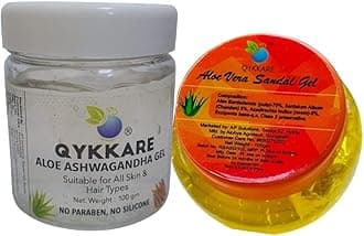 Aloevera Sandal Gel and Aloe Ashwagandha Gel combo (100gm x 2) for radiant youthful skin
