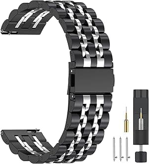 ZPJPPLX Universal Quick Release Watch Band,18mm 20mm 22mm Stainless Steel Metal Straps for Samsung Galaxy Watch 6/5/4/3,Garmin Watch,Huawei Watch, Amazfit GTS Replacement Band