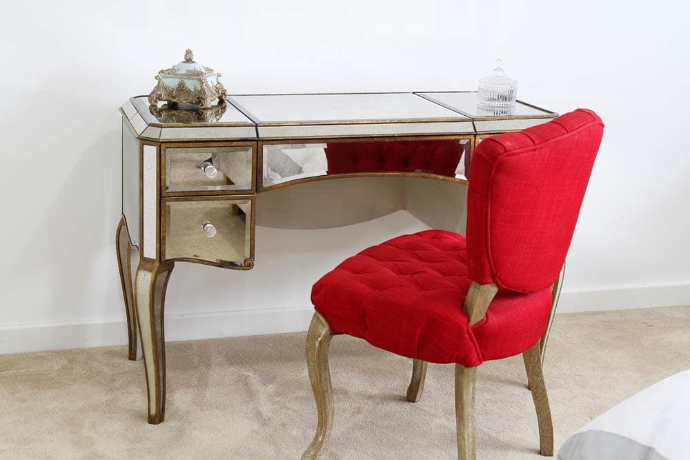 Home Stuff Plus Antique Victorian Dressing Table With Crystal Handles With Lift Up Mirror