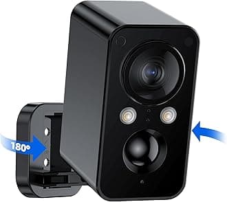 Security Cameras Wireless Outdoor Battery: 180° Horizontal Camera for Home Security Battery WiFi Outside Surveillance Camera CCTV Cam System with Color Night Vision Motion Sensor