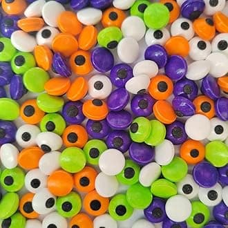 Eastron Edible Candy Eyeballs Eyes Cake Cupcake Toppers Cookie Decorations Dessert Sprinkles for Halloween Christmas Birthday Party Supplies 2.75 Ounce (White, Orange, Green, Purple)