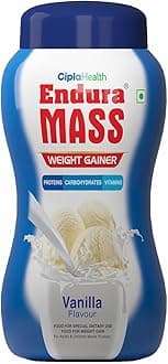 Endura Mass Weight Gainer 1000 g Vanilla Flavour | Unique blend of 3 sources of protein, carbs, vitamins & essential minerals | Ideal for Children above 10 years, men, women & athletes.