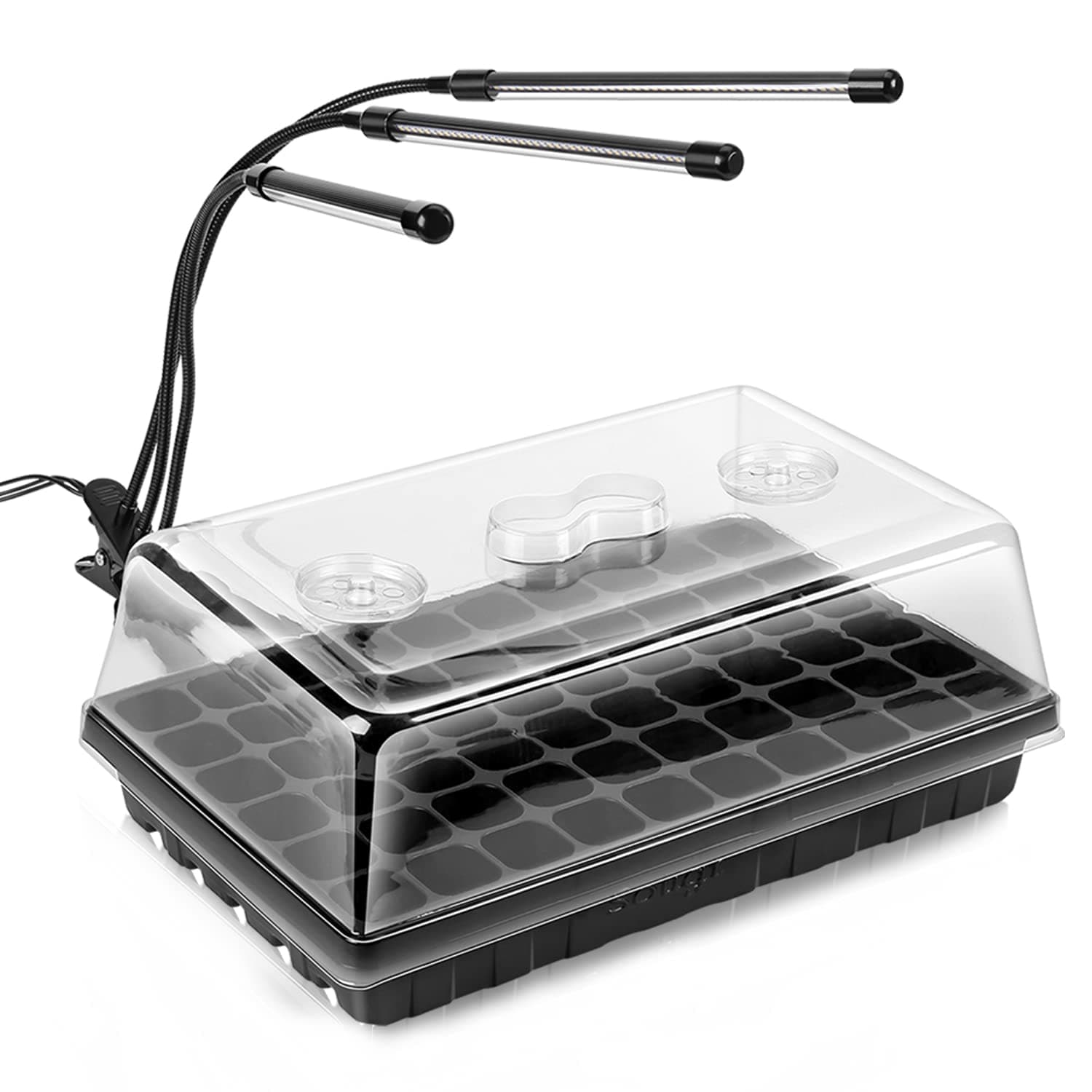 SOLIGT [Upgraded Light] Seed Starter Kit with Grow Light - Durable 60 Cell Seed Starting Tray, Humidity Dome for Seed Growing Germinating, Seedling Starting, Cutting Clone & Plant Propagation Kit