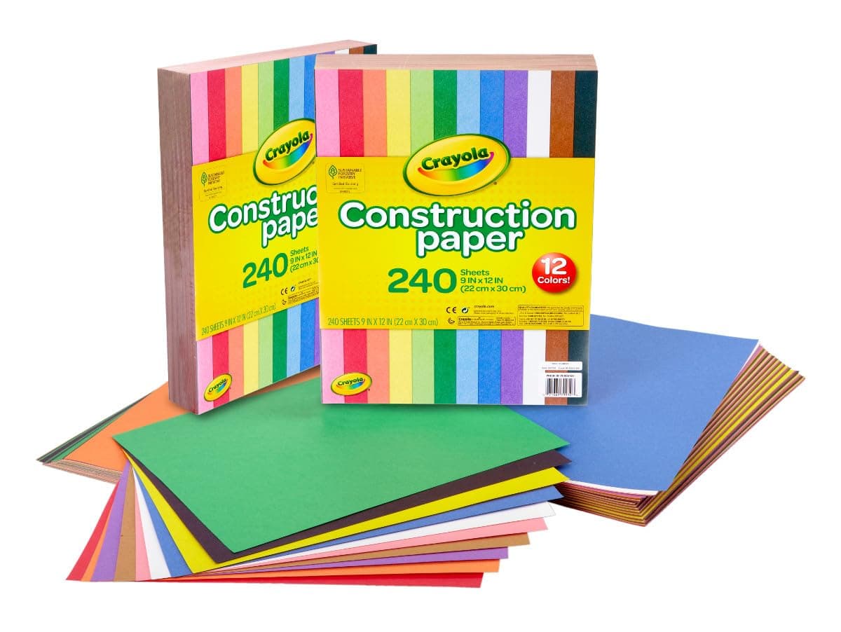 Construction Paper, 480 Unidades, 12 Colores Surtidos, para Dibujos, Collage, Art&Craft