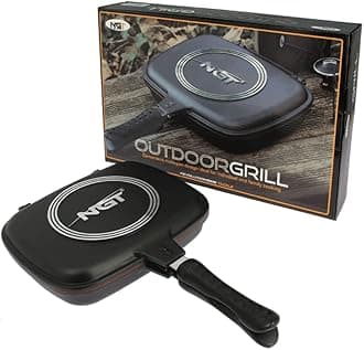 NGT DOUBLE GRILL PAN NON STICK CONNECT PANS CARP FISHING COOKING CAMPING - COMES APART INTO 2 PANS IF NEEDED