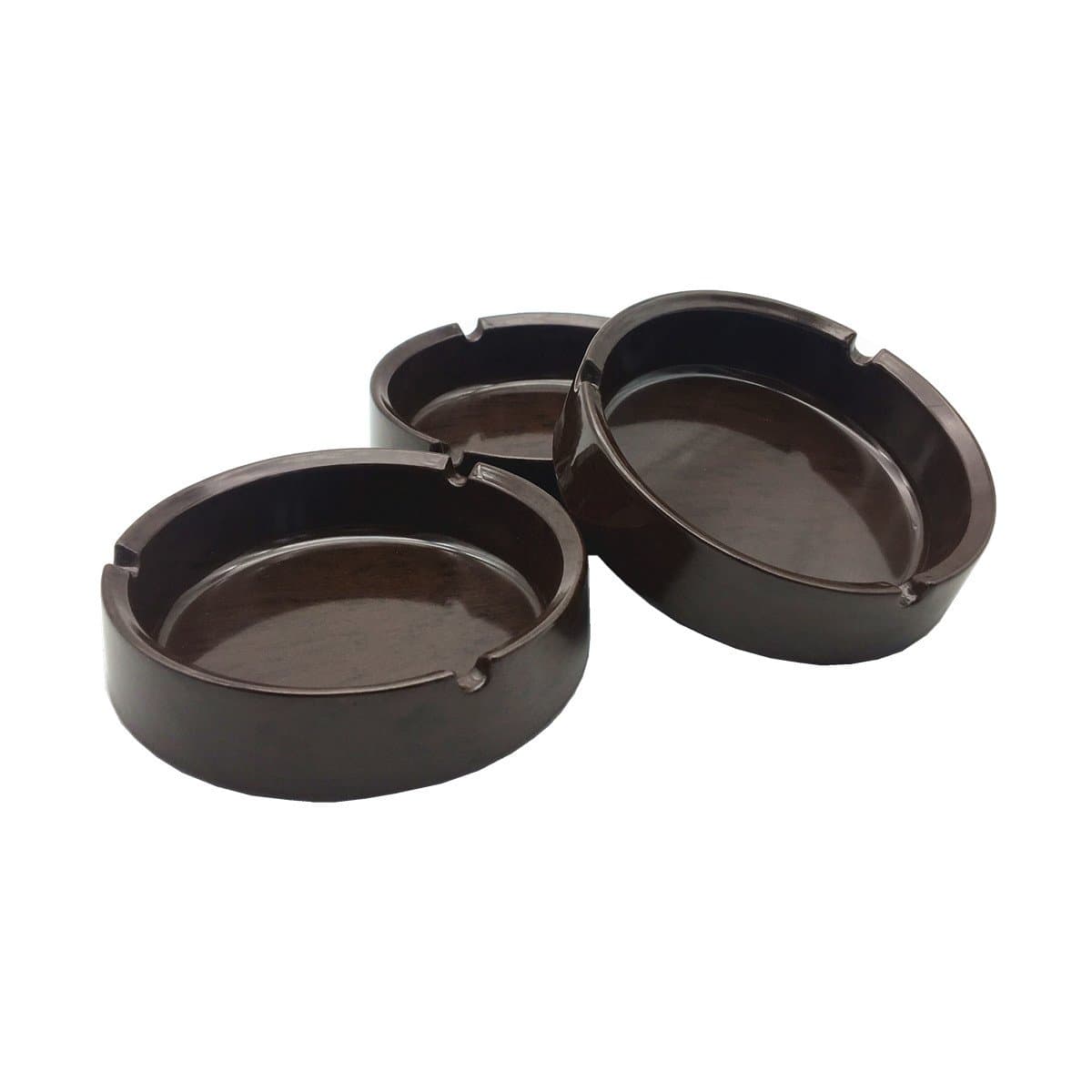 HERF Plastic Melamine Ashtrays Dark-Brown, 3-Pack, M-4.1"