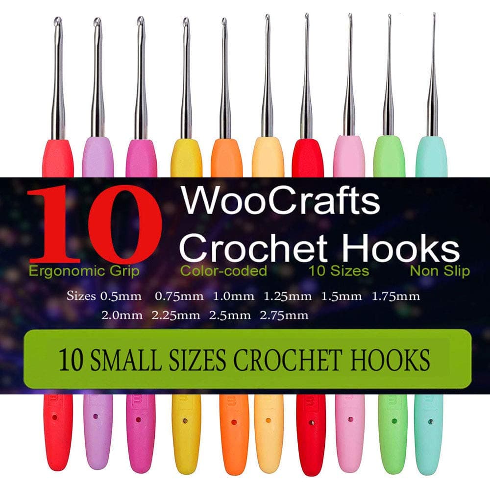 10 Small Size Steel Crochet Hook Set