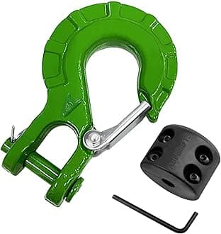 AUTOBOTS Upgrade Heavy Duty Winch Hook Forged Steel 3/8" Grade 70 Safety Latch Winch Cable Hook Stopper & Clevis Slip Winch Hook Sets, Max 35,000 lbs,Green
