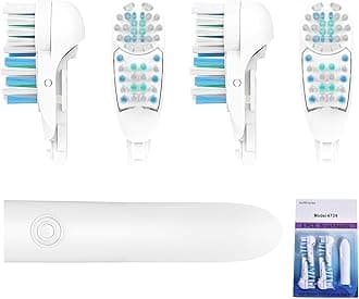 4X Sensitive Toothbrush Dual Clean Replacements Attachments Brush Heads Refill Accessories Compatible with Oral-B Cross Action Power 3733 4732 Rotating Power Toothbrush Heads & Crisscross Bristles