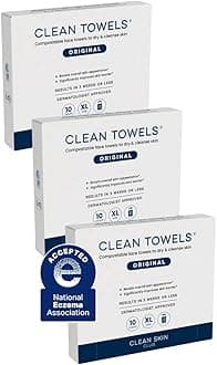 CLEAN SKIN CLUB Towels XL Travel, 3 Pack USDA Certified 100‪%‬ Biobased Dermatologist Approved Face Towel, Disposable Towelette, Facial Washcloth, Makeup Remover Dry Wipes, Ultra Soft, 30CT
