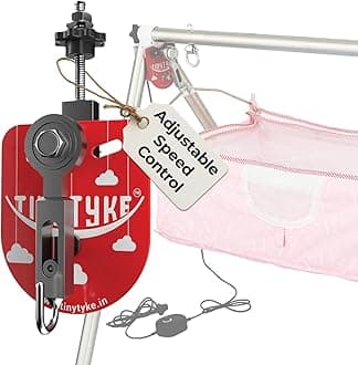 TINYTYKE Automatic Baby Cradle Kit (Cradle Excluded) - Electric Swing Motor with Adjustable Speed - Pink Simple Hammock Included - Baby Jhula Kit for 0-3 Years - 20KG Weight Capacity