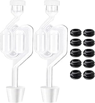 Airlock 2Pack for Fermenting Bubble Airlocks for Bucket Mason Jar Carboy Wine Airlock Fermentation Brewing Airlock with 2pcs #6 Stoppers +10 Grommets