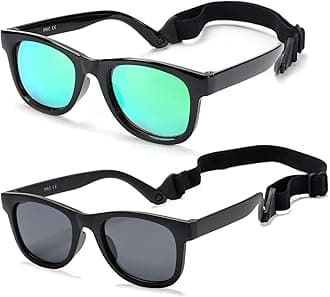 Bendable Flexible Polarized Newborn Baby Sunglasses with Strap for Infant Boys Girls Age 0-12 Months CA8042