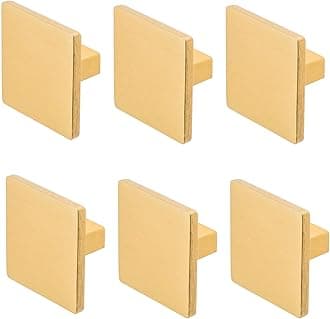 Decoranddecor Calla Square Cabinet Knob Door Pull Handle Kitchen Cupboard Furniture Drawer (6 Pack, Matt Gold)