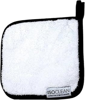 Isoclean Microfibre Towel - Absorbant Soft Fabric Towel for Makeup Brush Cleaning with Reinforced Edges, Machine Washable and Reusable for Delicate Makeup Brushes, 8x8 Inches, Small
