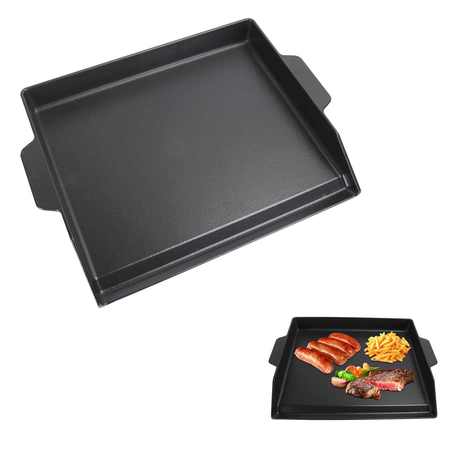 Universal Flat Top Griddle, Cast Iron BBQ Griddle for Electric/Gas/Charcoal Grill/Stove, 18.6 x14" Griddle Inserts for Weber Charbroil Camp Chef,Nonstick Coating Cooking Skillet Pan for Outdoor