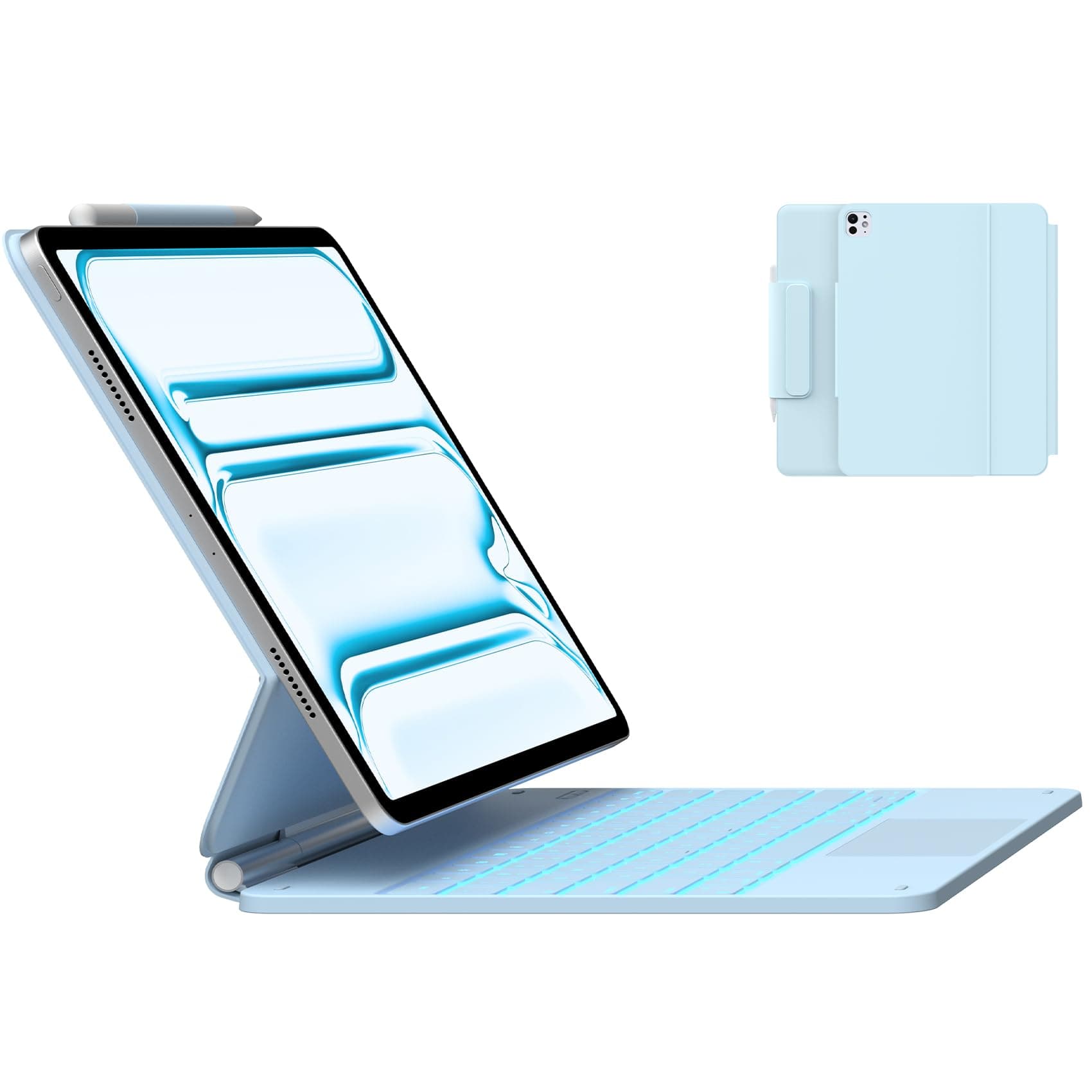 typecaseKeyboard Case for iPad Pro 13-inch (M4) 2024,Magic Keyboard with 11 Colors Backlight for iPad Pro 13,Keyboard Case with Pencil Holder,Multi-Touch Trackpad, Easy-Set Magnetic Stand,Light Blue