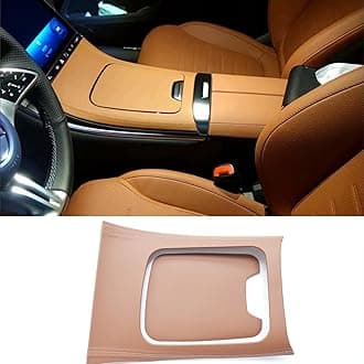 ZiWen Interior Trims Gear Shift Panel Center Console Leather Cover Accessories for Mercedes Benz GLC Class X254 2023 2024 2025 (Leather Brown)