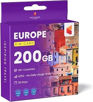 SimCorner 200GB Data Only - Europe & UK Prepaid Sim Card. 30 Days. No Daily Limit. Use In 50 Countries. Easy Activation. International Travel Sim Card. Sim 3-in-1 Size