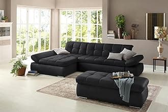 Fabrique Elementra L-Shaped Sofa Bed 5 Seater Linen Fabric Sofa Set - Premium Furniture for Home Office, Guests, and Contemporary, Comfortable Living Rooms (Left Hand Side) - Dark Grey