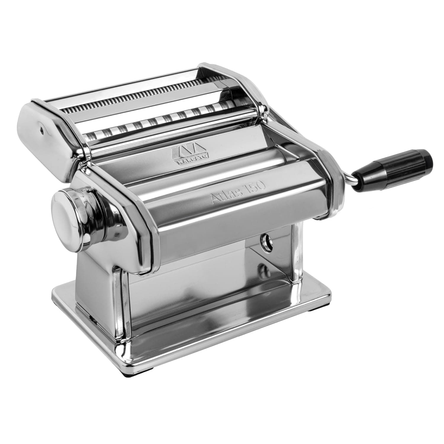 Marcato Pasta Machine, Pasta Maker, Pasta Roller for Handmade Fresh Pasta, Made in Italy, Chromed Steel, for Lasagna, Fettuccine, Tagliolini, Compatible with 11 Extra Pasta Shapes. Model: Atlas 150