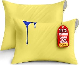 Utopia Bedding Waterproof Pillow Protectors Zippered Queen Size (2 Pack, Yellow), Zippered Pillowcases, Bed Bug Proof Pillow Encasement Covers 20 x 28 Inches