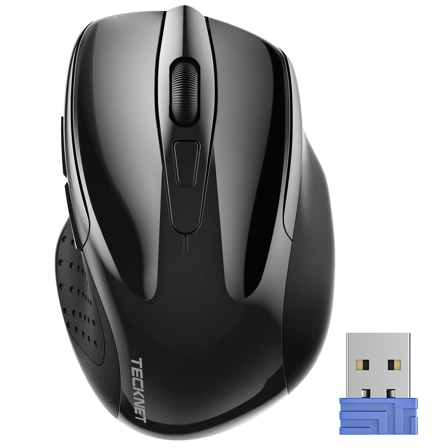 Wireless Mouse, 2.4G Ergonomic Optical Mouse, Computer Mouse for Laptop, PC, Computer, Chromebook, Notebook, 6 Buttons, 24 Months Battery Life, 2600 DPI, 5 Adjustment Levels - Black