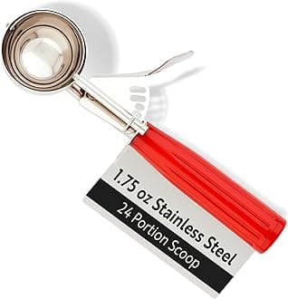 1.75 Ounce Portion Scoop, 1 Trigger Release Stainless Steel Cookie Scoop - With Red Handle, Stainless Steel Disher, For Portion Control, Cookie Dough, Cupcake Batter, Or Ice Cream