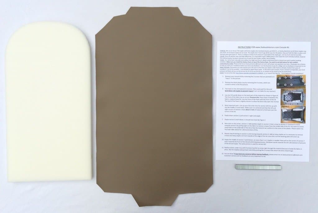 Ford Explorer Premium Padded Replacement armrest Console Cover with Staples - Medium Prairie Tan (1997-05)