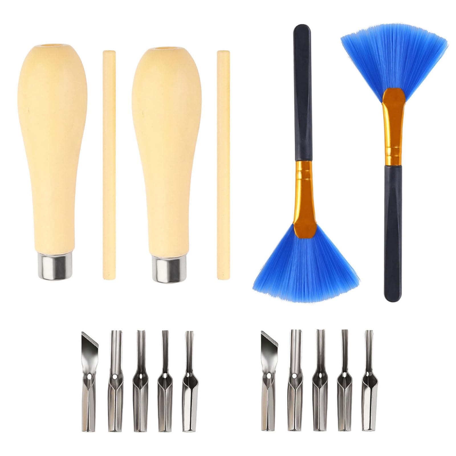 Lino Cutting Tools, Lino Cutting Printing Tool Kit with 10 Blades and 2 Cleaning Brushes, Linoleum Cutter Tools for Rubber,Printmaking Engraving, Lino Wood, and Handicrafts Engraving
