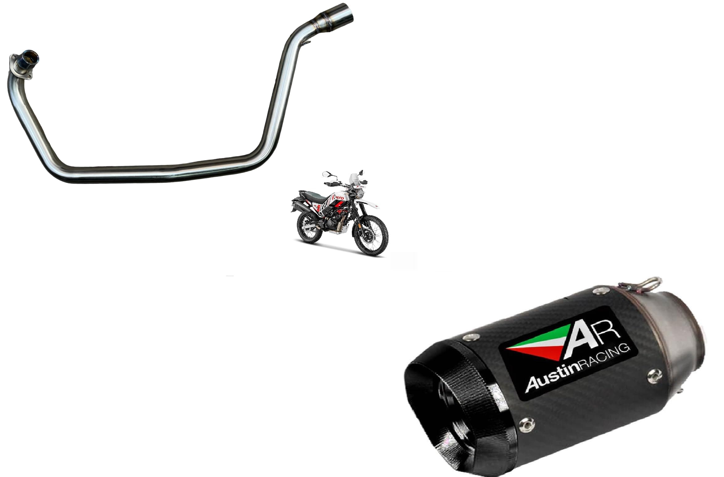 full Bend Pipe Link Exhaust Pipe for Hero Xpulse Exhaust Bend Pipe from header BP-08 with Austin Racing Bike Exhaust Silence carbon