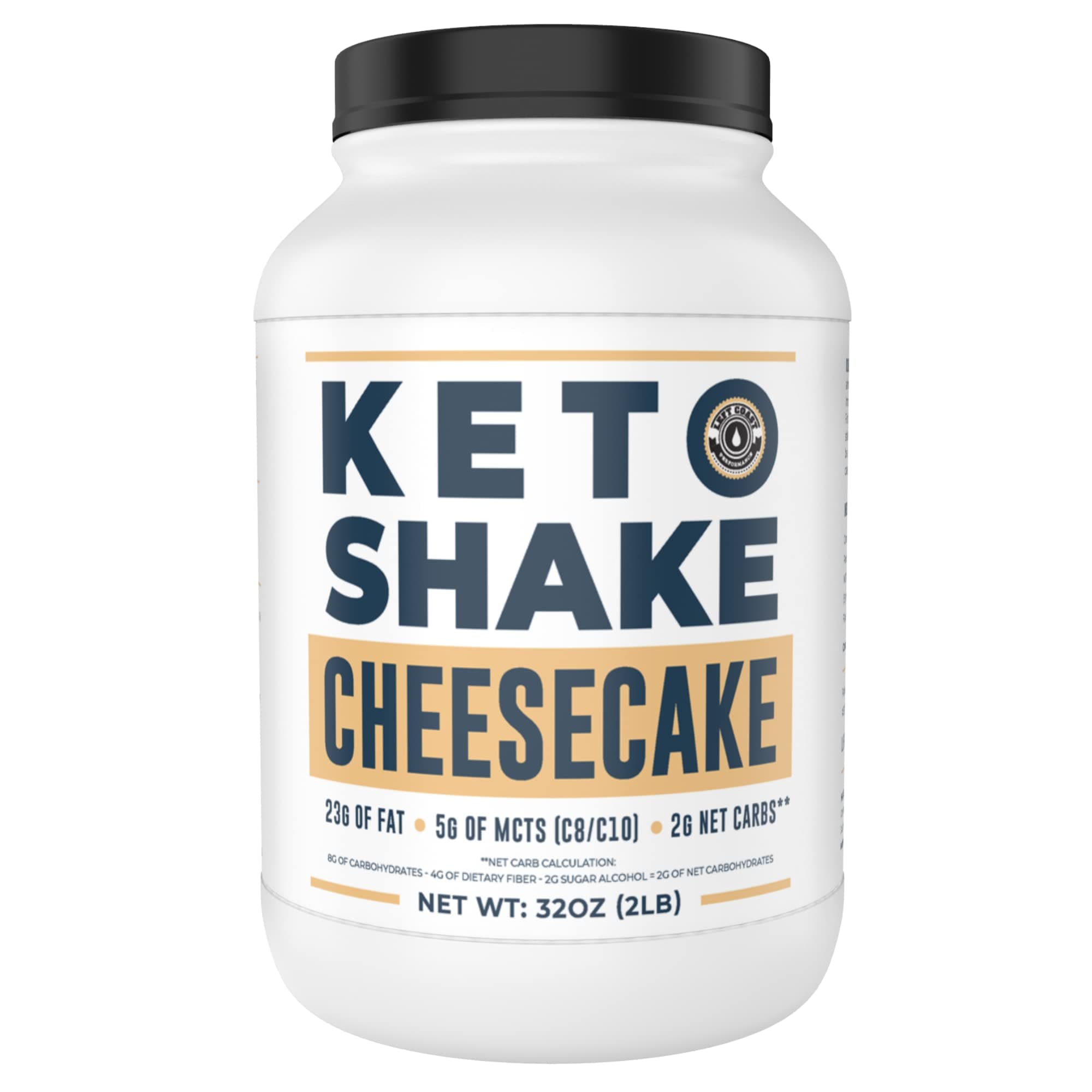 Left Coast Performance Cheesecake Keto Meal Replacement Shake [2lbs] - Low Carb Keto Protein Powder Shake Mix, High Fat Protein Shake with MCTs, Collagen Peptides and Real USA Cream Cheese