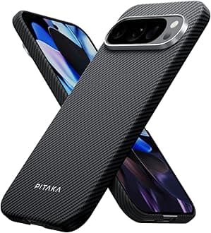 pitaka for Pixel 9 Pro XL Case 6.8”, Case-Less Touch Feeling, 600D Aramid Fiber Made, Black/Grey(Twill)