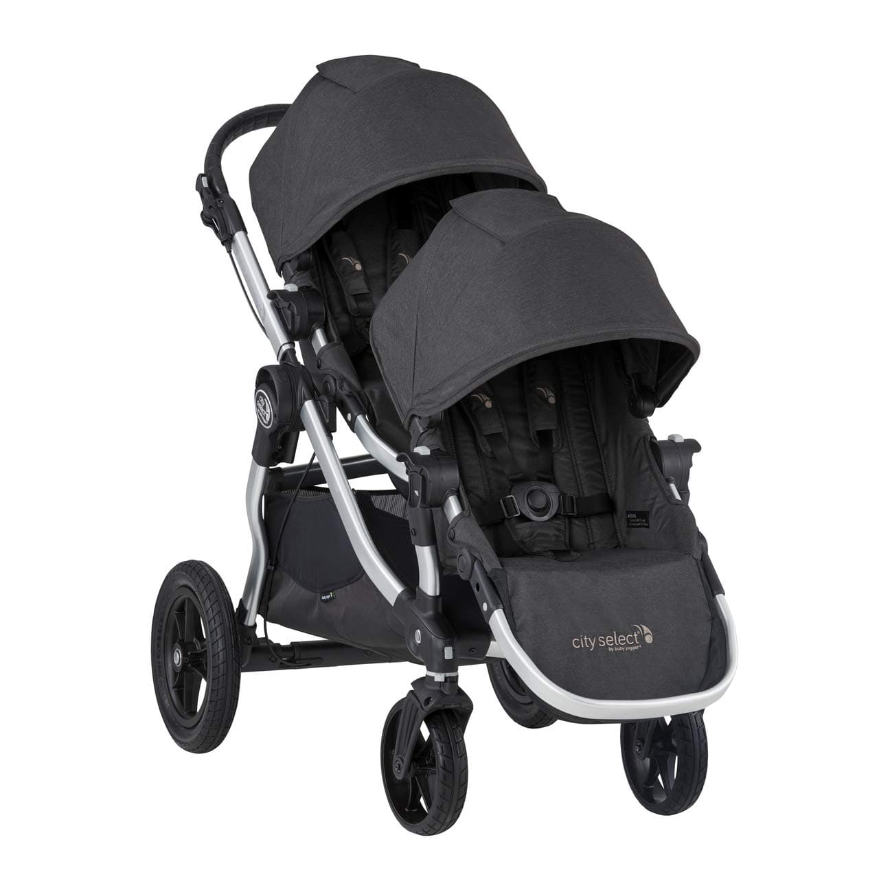 City Select Double Stroller | Baby Stroller with 16 Ways to Ride, Included Second Seat | Quick Fold Stroller, Jet