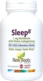 NEW ROOTS HERBAL Herbal Sleep Supplement with Passion Flower, Chamomile, Hops, Panax Gingseng, Melatonin (120 Veg Caps) | Natural Sleep Aid from