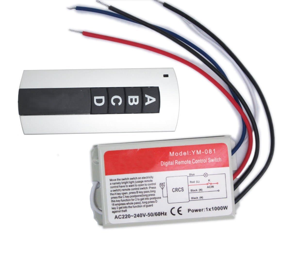 Wall Switch and Remote Control one-Way ON/Off 220V - 240V Light Digital Radio Wall Switch with Remote Control Delay Function