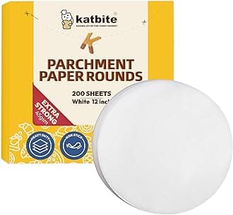 Katbite 12 Inch 200Pcs Parchment Paper Rounds, Round Baking Sheets Paper for Patty Separating, Freezing, Springform Cake Tin, Toaster Oven, Tortilla Press