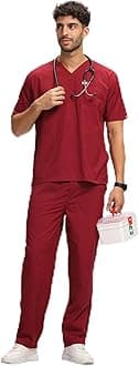 KNYAActive Men's 5-Pocket Scrub Suit | Set of Top & Bottom | Half Sleeves | V Neck | Breathable Fabric | Comfortable | Durable | Uniform for Doctors, Nurses and Dentists