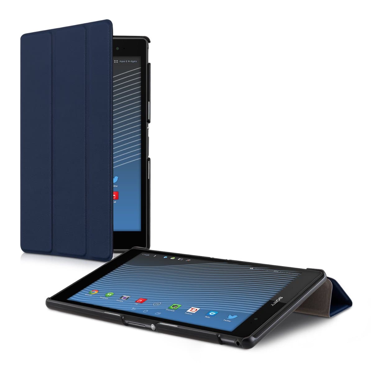 Case Compatible with Sony Xperia Tablet Z3 Compact - PU Leather Smart Cover Protective Tablet Case with Stand - Dark Blue
