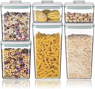 Ankou Airtight Food Storage Container Sets with Lids 6Pcs Pop Containers for Kitchen Pantry Organization BPA-Free Stackable Kitchen Storage Containers for Cereal Flour Sugar (0.5, 1.2, 1.8qt)*2