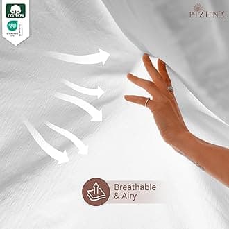 Pizuna Percale Fitted Sheet Double 140x200 cm with 2 Pillowcases, Dark Grey, 100% Long Staple Cotton, Crisp Percale Weave, 40 cm Deep Fitted Sheets Double Bed