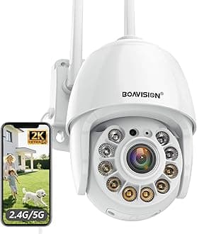 BOAVISION 2K Security Camera Outdoor, Wireless WiFi IP Camera Home Security System 360° View,Motion Detection, auto Tracking,Two Way Talk, pan Tile Full Color Night Vision 5G/2.4G WiFi