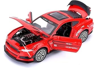 1:32 Mustang GT500 Diecast Metal Pullback Toy car with Openable Doors & Light, Music Boys car for Kids Best Toys Gifts Toys for Kids-Red
