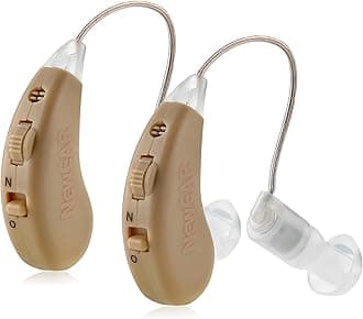 Hearing Amplifiers Set with New Digital Technology - Almost Invisible Design and Rechargeable USB Dock - Personal Pair Sound Amplifier with Adjustable Volume Tone Control By MEDca