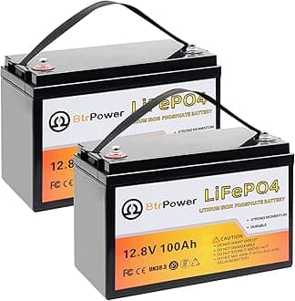 12V Lithium Battery,5000+ Deep Cycle LiFePO4 Battery with Built-in 100A BMS fit for Home Storage,Trolling Motor,RV,Off-Grid System,Solar Power System,Marine (2PACK-12V100AH)