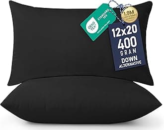 Utopia Bedding 12x20 Pillow Inserts, Set of 2, Black – Indoor Decorative Throw Pillows for Bed, Sofa & Couch – Soft, Supportive & Fluffy Cushion Inserts
