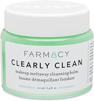 Farmacy Makeup Remover Cleansing Balm - Clearly Clean Sensitive Skin Makeup Remover + Oil Based Cleanser - Gentle Exfoliating Double Cleanser - Melts From Balm to Milky Lather - Fragrance Free (100ml)