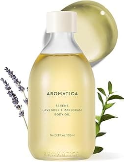 AROMATICA Serene Body Oil Lavender & Marjoram Essential Oil, Aromatherapy Oil, Scented Body Oil, After Shower Natural Oil for Women, Non-Greasy Body Serum, Body Moisturizer for Dry Skin (3.38 fl. oz)