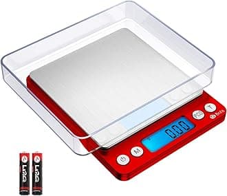 AMIR Upgraded Digital Kitchen Scale, 500g Mini Pocket Jewelry Scale, Cooking Food Scale with Back-Lit LCD Display, 2 Trays, 6 Units, Auto Off, Tare, Stainless Steel (Batteries Included)