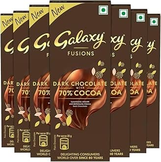 Galaxy Fusions Dark Chocolate Valentine Gift Pack | Made with 70% Cocoa | Silky Smooth Chocolate Bars for Valentine | Pack of 7 (7 x 56 g)